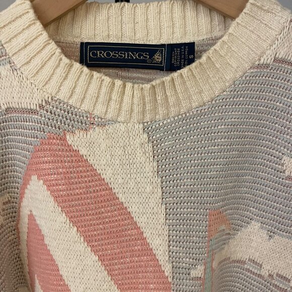 Vintage Crossings Women Nautical Sweater Size S 80s 90s Sailboat Knit Coastal - Picture 7 of 9